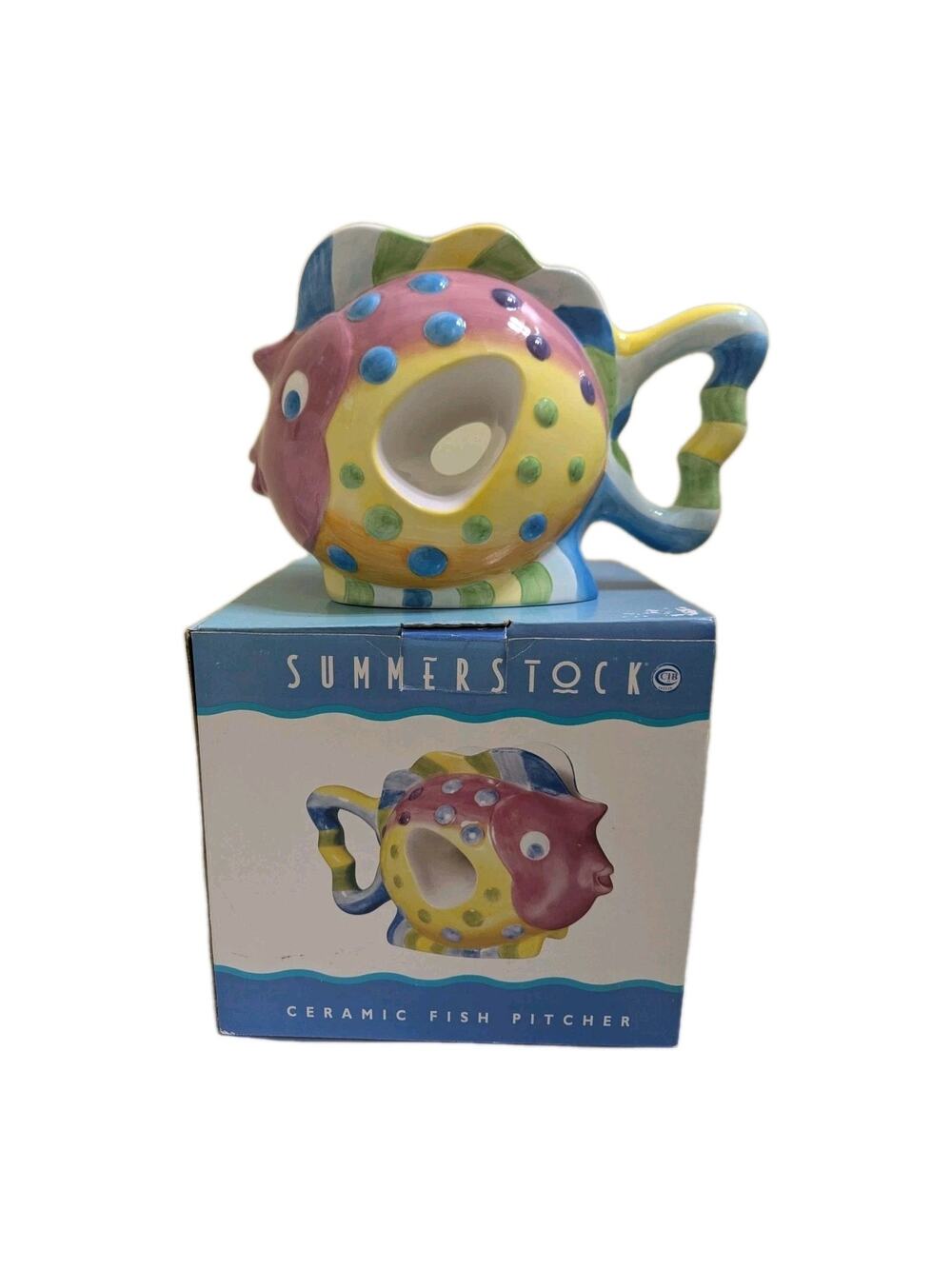 New Summer Stock Fish Pitcher Federated Store Vintage 2000 Embossed Textured